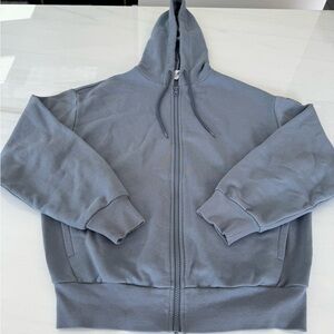 Alo Yoga - Hype Dull Zip Hoodie Steel Blue- oversized